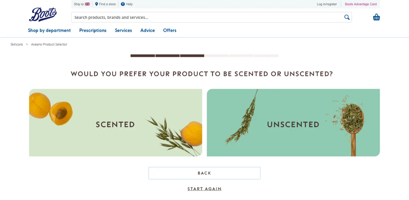 Skin type screen