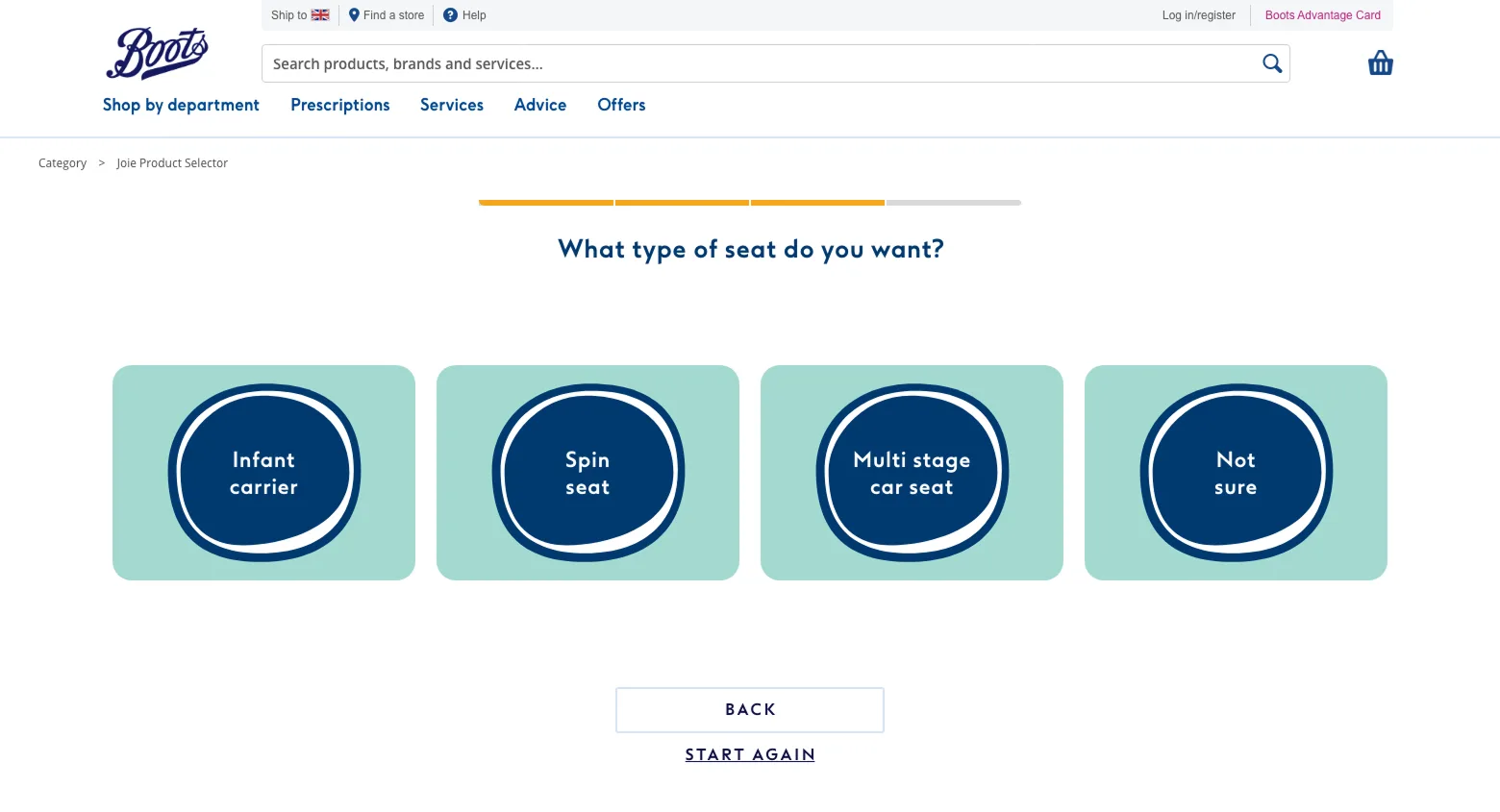 Child age question screen