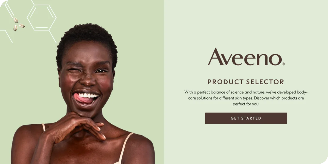 Aveeno product selector result