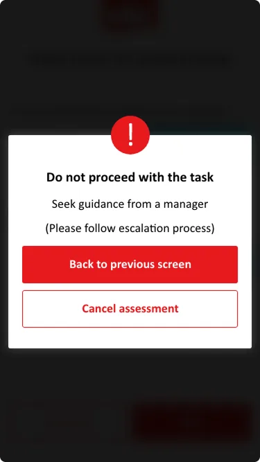 Do not proceed warning screen