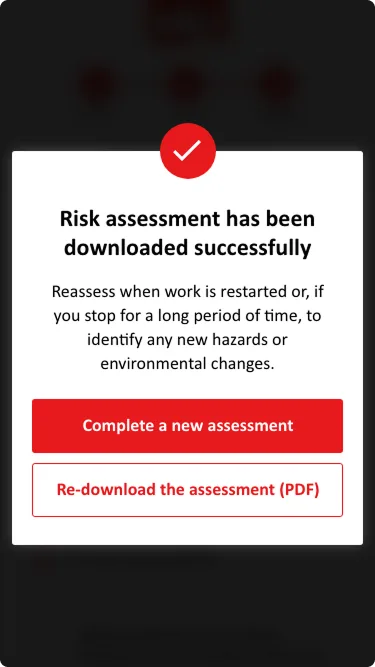 Levels of harm explainer screen